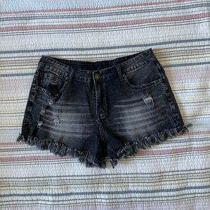 Black Weathered Denim Daisy Dukes